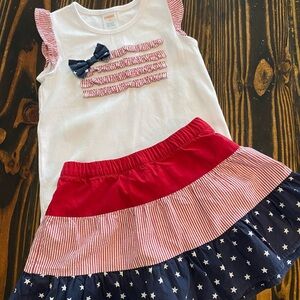 🇺🇸 Gymboree Stars and Stripes Red, White,& Blue skort set- size 3T